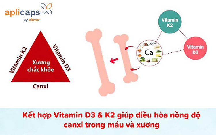 canxi kết hợp với vitamin D3 và vitamin K2